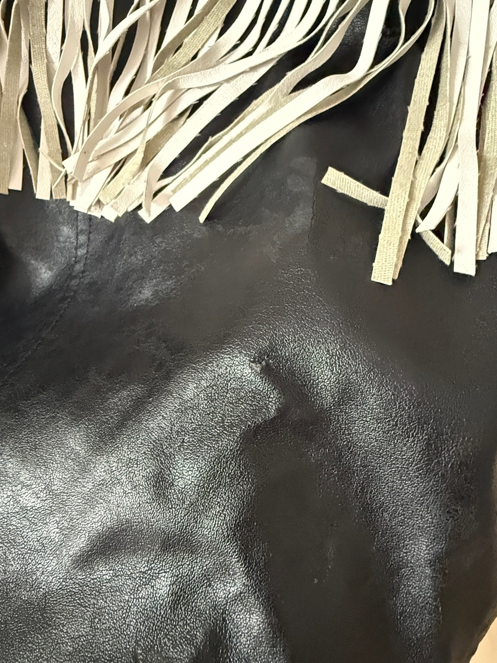 Nasty Gal Black & White Studded Fringe Moto Jacket - Picture 10 of 10